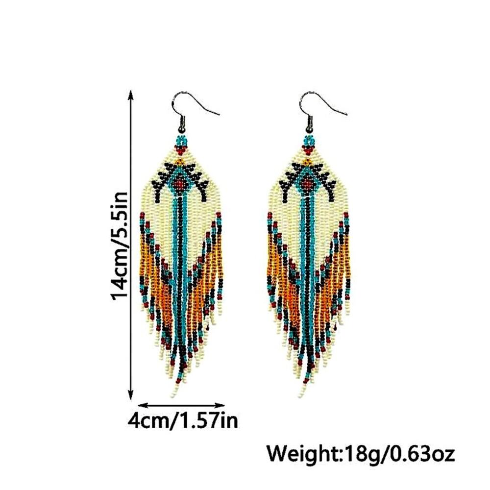 Handmade Beaded Boho Dangle Earrings Tribal Native - Picture 8 of 8